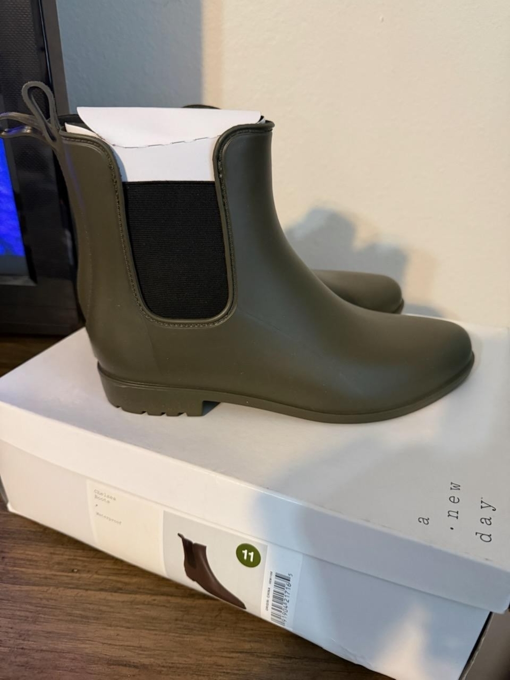 a new day Olive Green Chelsea Rain Booties
